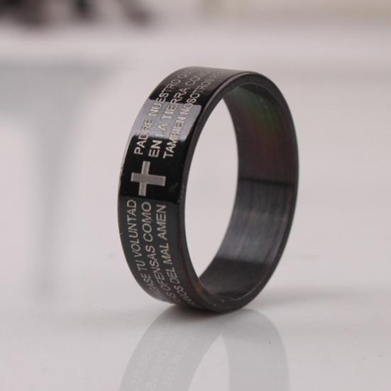 Pár Titanium Steel Cross Bible Text Finger Prsten Party šperky doplněk dárek