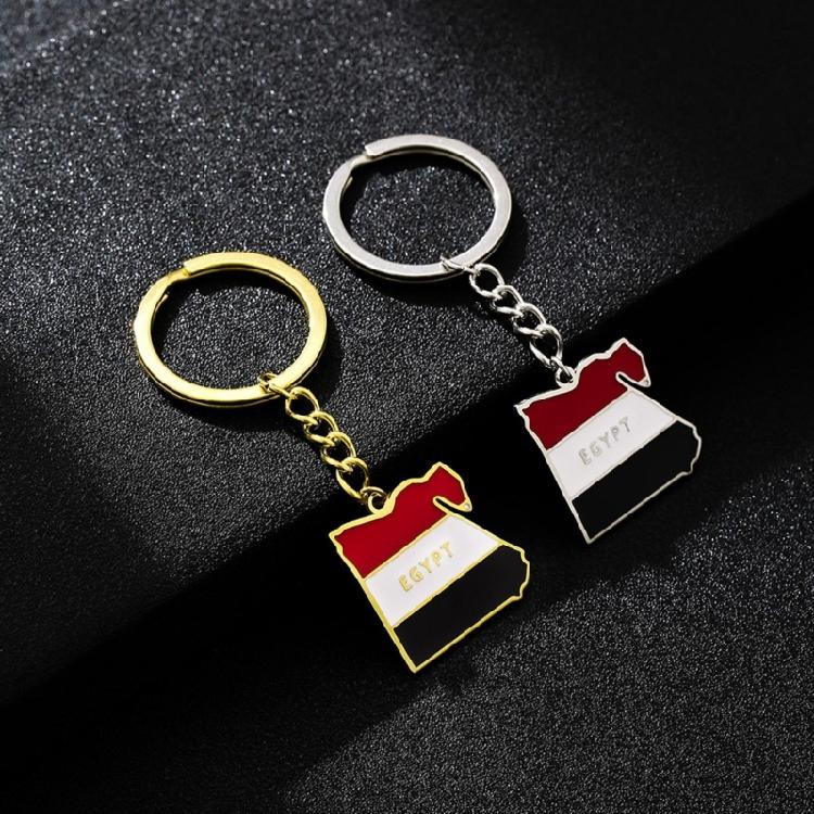 Keychain for Women Men Egypt Map Flag Shape Keyring Ethnic Style Flag Keyring