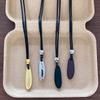 New Metal Long Water Drop Pendant Necklace for Women Girls Long Sweater Leather Rope Chain Fashion Jewelry Gifts
