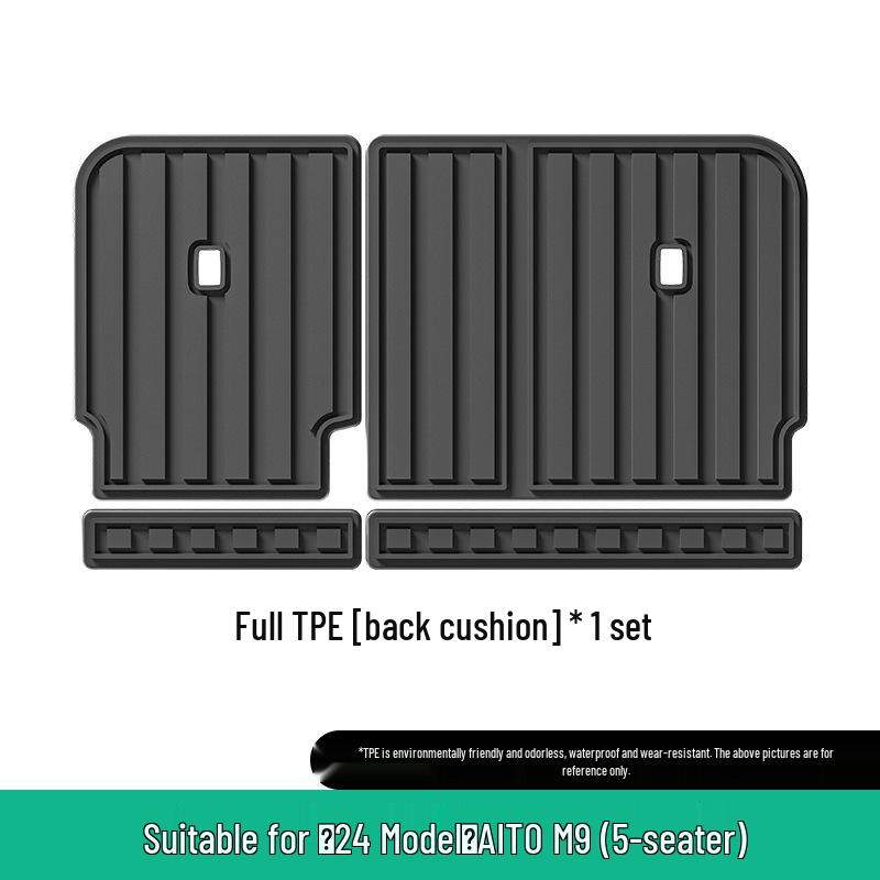Eco-friendly TPE Car Mats Set for 2024-2025 AITO M9: Orange Floor, Seat Back, and Trunk Mats