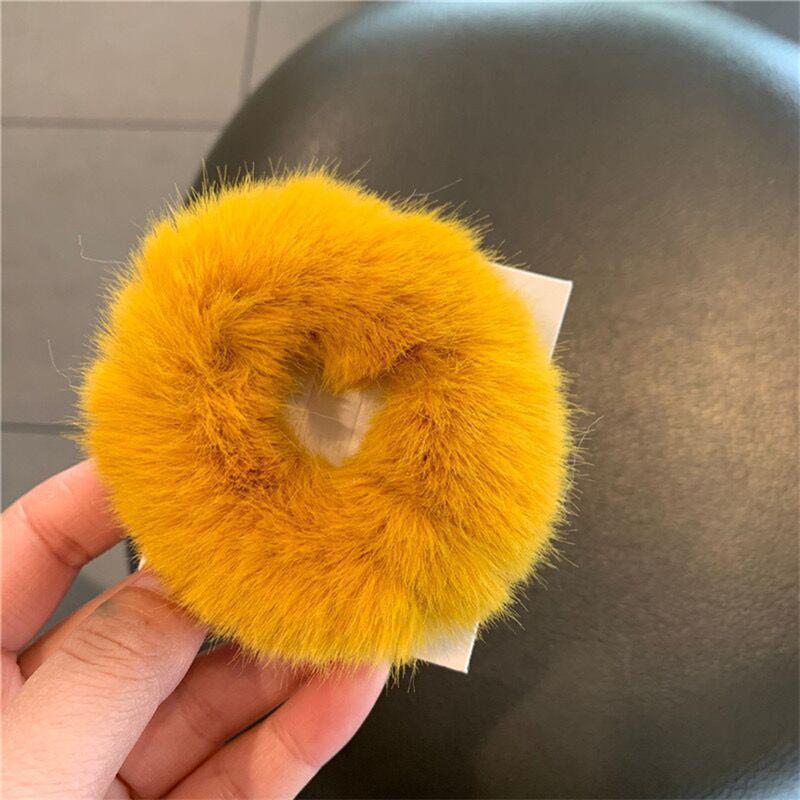 Elastic Faux Fur Hair Bands Scrunchies Vintage Girls Solid Ponytail Holder Rubber Headband Ties Fashion Women Hair Accessories