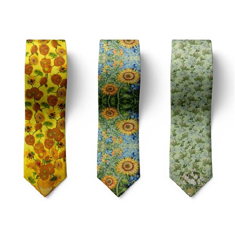 Fashionable Vintage  Oil Painting Print Tie For Men and Women Silk Fabric Comfortable Long Tie 13 Unique Patterns