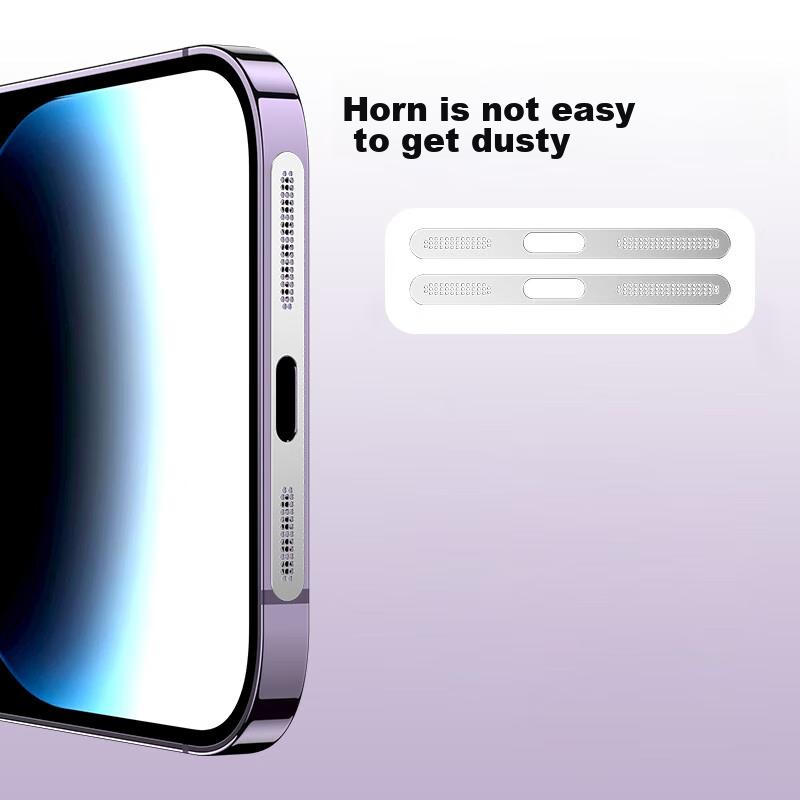 Yisika Metal Dust-Proof Stickers for Apple IPhone 16/15/14/13/12 Series, Speaker And Earpiece Dust Covers for IPhone 16 Pro Max/16e, 2 Pieces JM715
