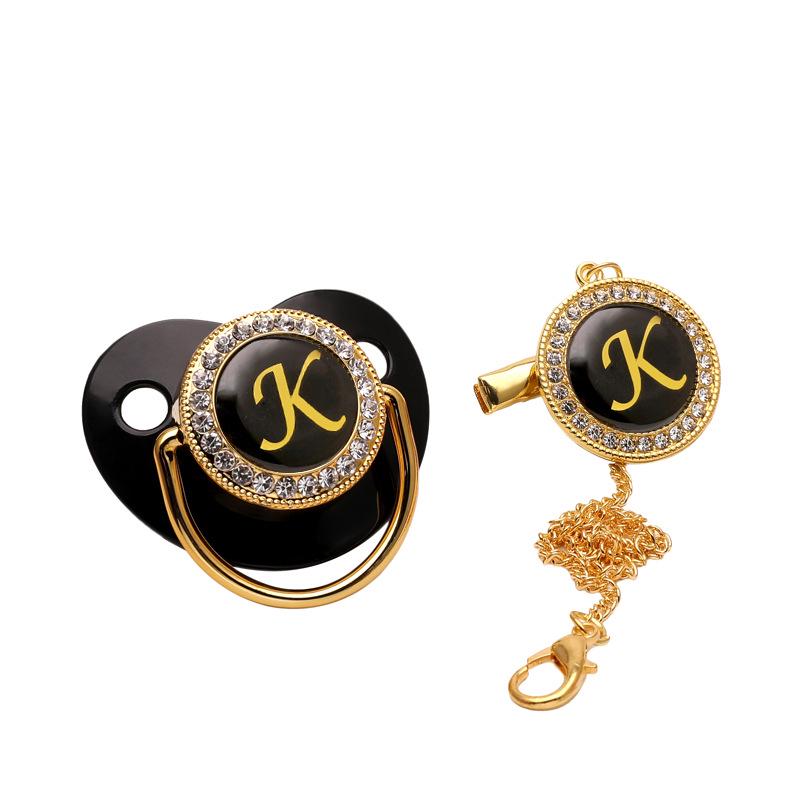 Baby Alphabet Pacifier with Clip - Black