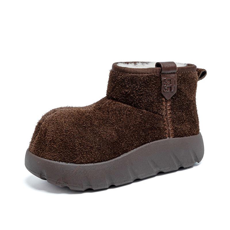 

Зимняя обувь 2025 Женские замшевые ботинки Теплые плюшевые Толстая подошва 4,5 см Нескользящие Модные женские ботильоны для холодной зимы Желтые 40 коричневый
