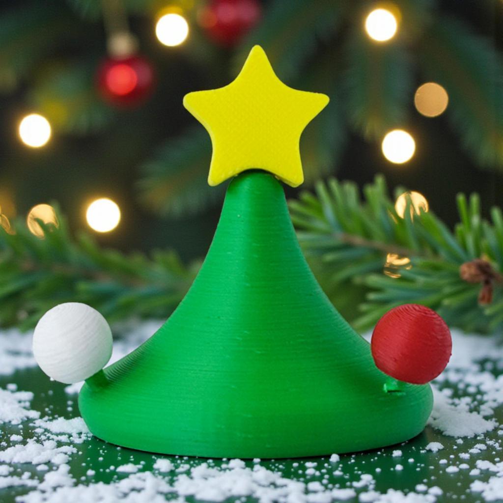 3D Printed Rotating Christmas Tree Ornament - Creative Desktop Decoration Model
