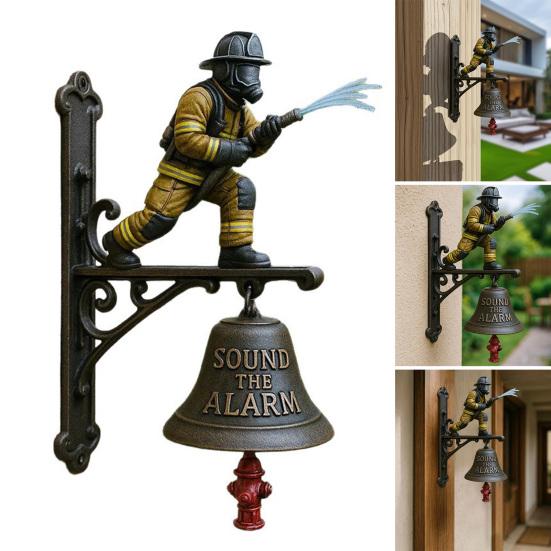 Salute To Firefighters Doorbell Weather-proof Vintage Metal Sound The Alarm Door Bell Home Office Entrance Decorative Welcome Bell