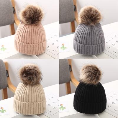 Nová detská zimná čiapka Roztomilá brmbolcová čiapka Detská čiapka Jednofarebné pletenie Teplá mäkká čiapka Detská čiapka Chlapci Dievčatá Čiapky do vlasov
