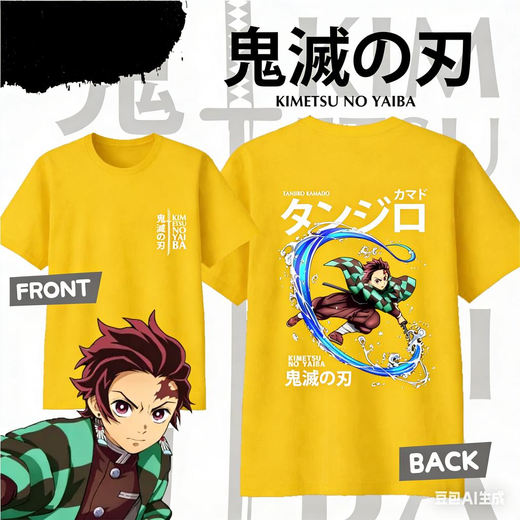 Demon Slayer Kamado Tanjiro Pure Cotton Tshirt for 2026 Summer KidsUnisexsWomens Fashion Casual Cosplay Short Sleeved Tshirt