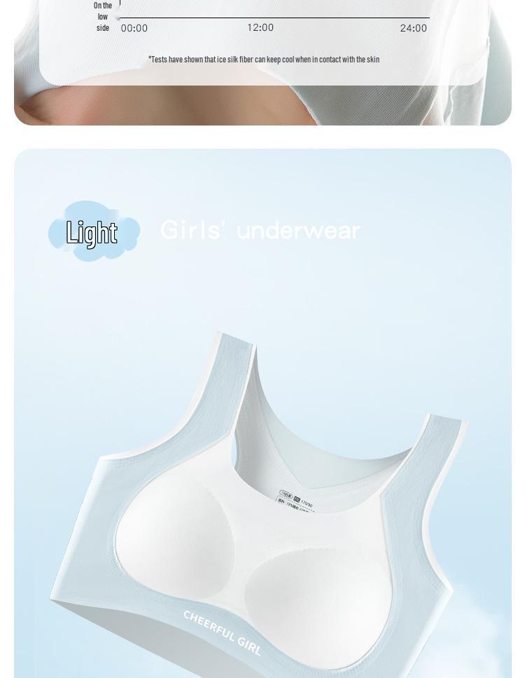 Seamless Sports Bra for Teen Girls - Shockproof, Fixed Cup, Ages 12+ for Middle and High School Students