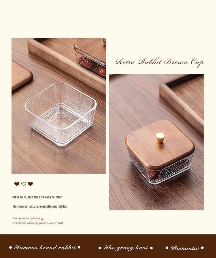 Creative Glass Walnut Fruit Bowl with Compartments for Snacks & Desserts