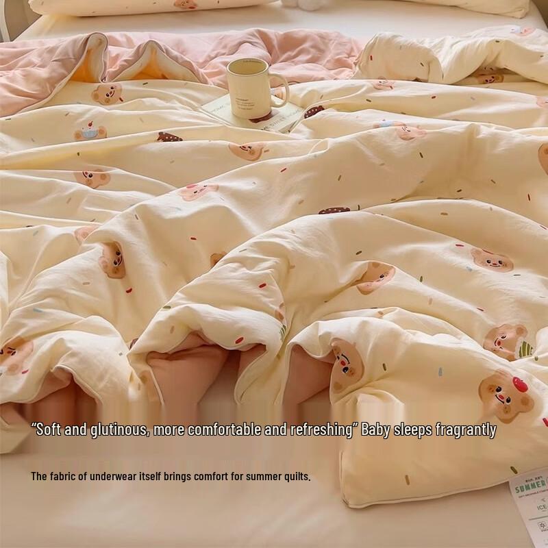LISM Butter Bear Wrinkled Cotton Summer Quilt