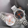 Men's Round White and Black Color Block Wristwatch