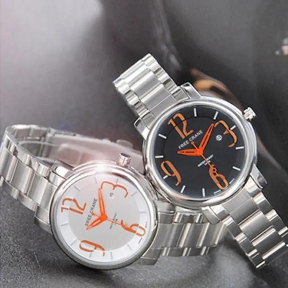 Men s Orange Round Wrist White and Black Contrast Watch A20406_Black