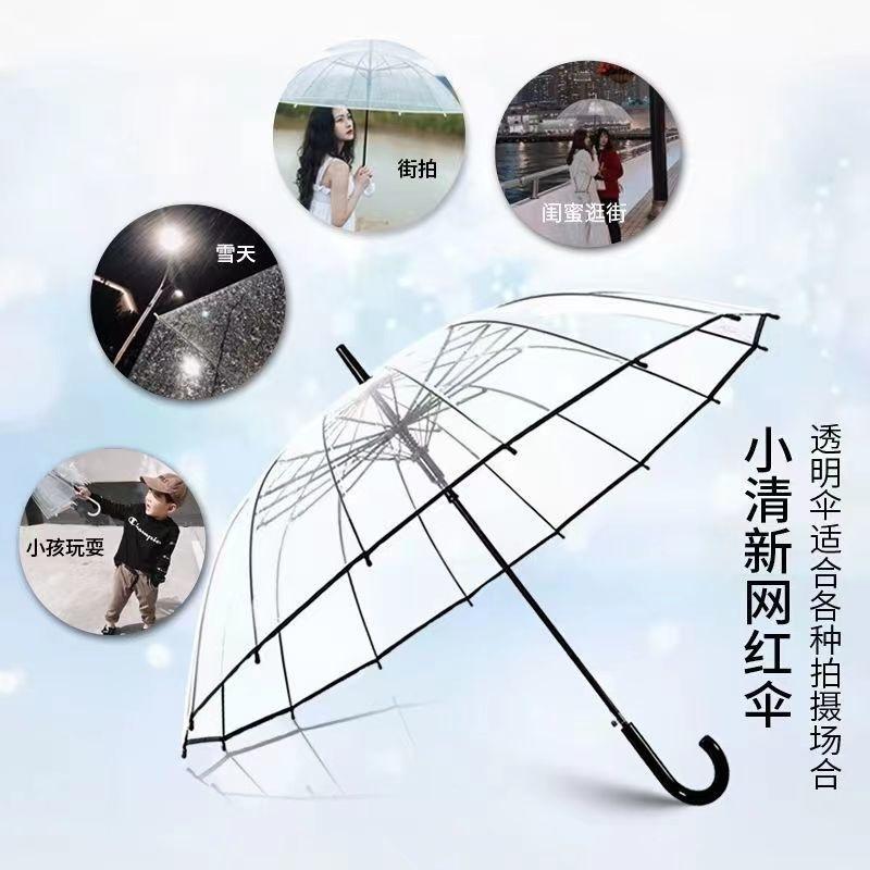 Strong wind resistance, increased pure transparent umbrella, automatic long-handled double transparent umbrella, white transparent umbrella