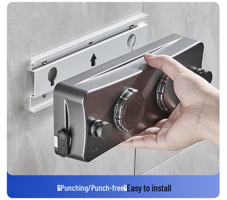 Dual-Line Retractable Indoor Clothesline, Wall-Mounted Stainless Steel, No-Drill Installation