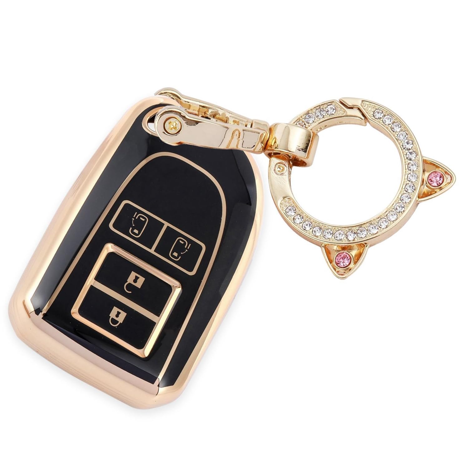 

Совместим с Toyota Hiace 200 серии ноябрь Чехол для ключа совместим с и 6-м поколением Милый чехол для ключа с кошачьими ушками с 4 кнопками (с 2013 года) 4-й, чёрный