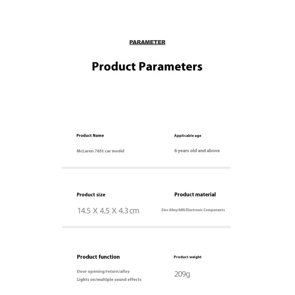 1/32 Mclaren 765LT Supercar Series Metal Alloy Diecast Model Car Fine Decorative Ornaments DIY Self Designed Gifts for Boyfriend