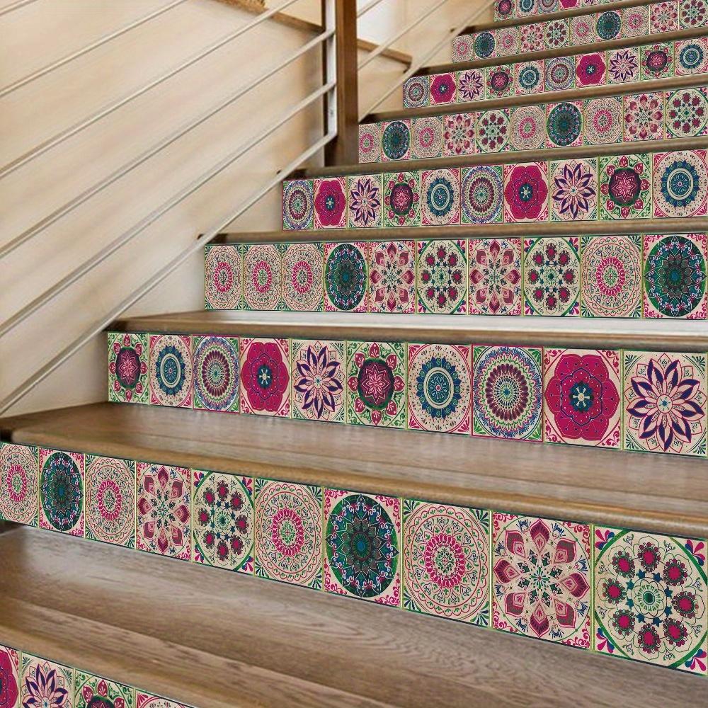 24 Stück Fliesenaufkleber zum Abziehen und Aufkleben für Küchenrückwand, farbenfrohe Fliesen im mexikanischen Stil, zum Aufkleben auf Wandfliesen, selbstklebende Wandaufkleber für Küche und Badezimmer