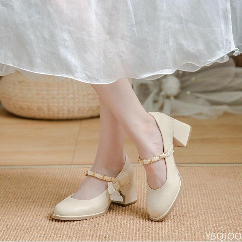 Women's High Heels Cute Square Spring New Style Versatile Elegant Simple Daily Comfortable Coarse Heels Women's Shoes