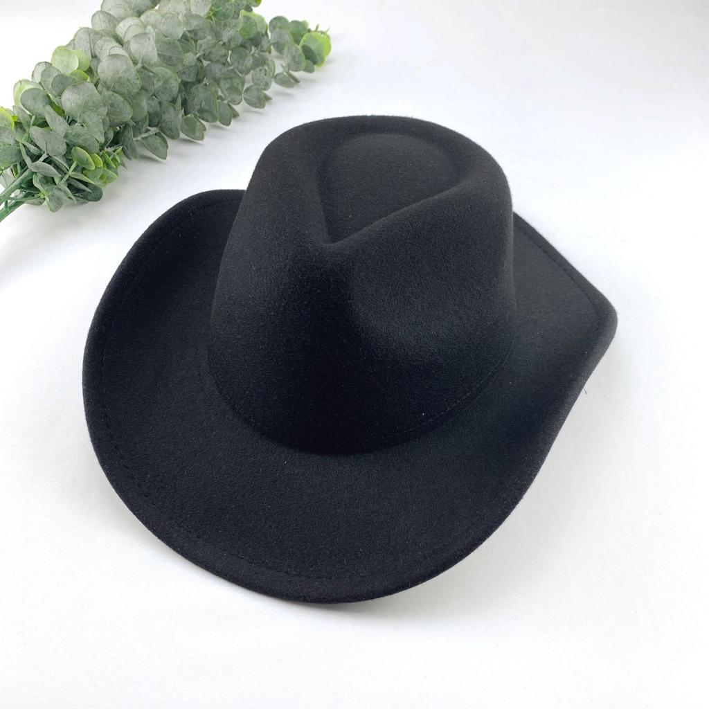 Autumn and Winter Hats Men's and Women's Warm Woolen Jazz Big-brimmed Top Hat Retro Light Board Felt Hat
