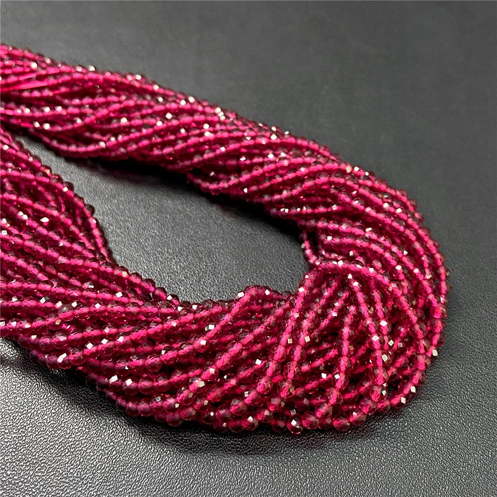 Faceted Natural Stone Pink Rose Quartzs Crystal Beads Round Amethysts Loose Beads for DIY Jewelry Making Necklace