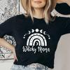 Witchy Mama Rainbow Tshirt Retro Celestial Moon Phases Mystic Tshirt Aesthetic Witch Wicca Mystical Tee Shirt Top
