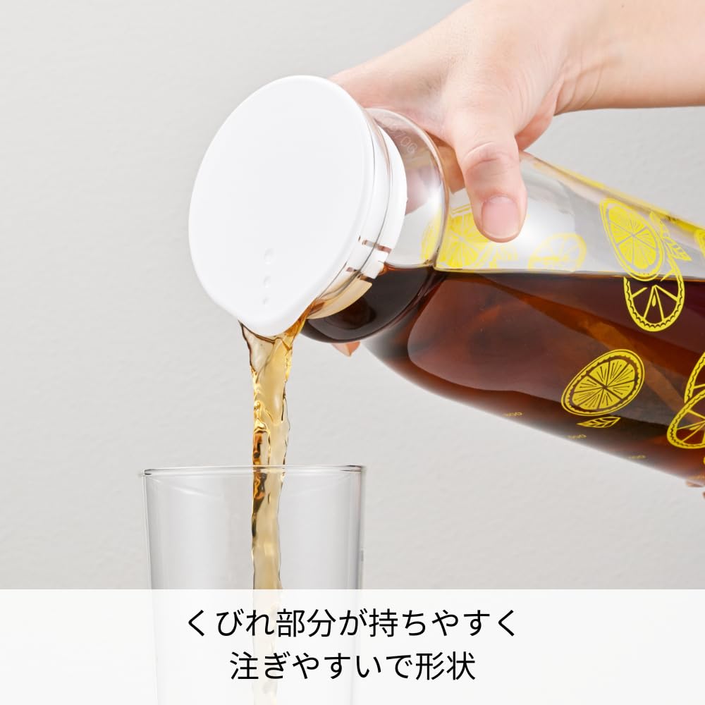 HARIO Free Retro Lemon 1200ml Boiler and Dishwasher Barley Tea Made in Heat-Resistant Pot, Design, Capacity, Clear/Yellow, Heat-Resistant Glass, Safe,