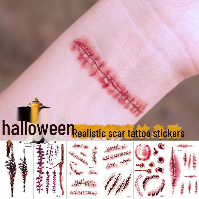 Halloween Temporary Horror Surgery Wound Scar Tattoo Stickers