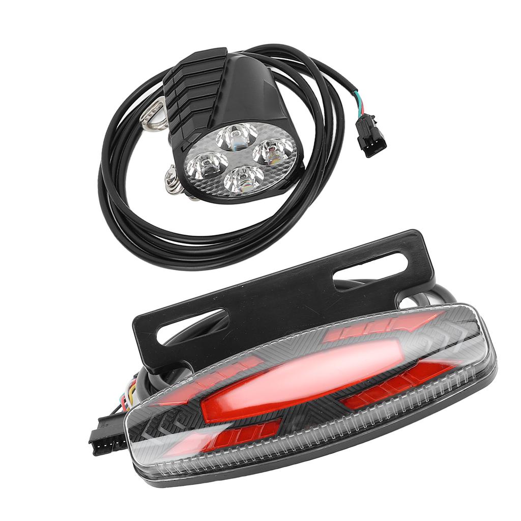 Bike Headlight Taillight Set High Brightness LED Front and Back Lamp Connection Cable Kit for 24V