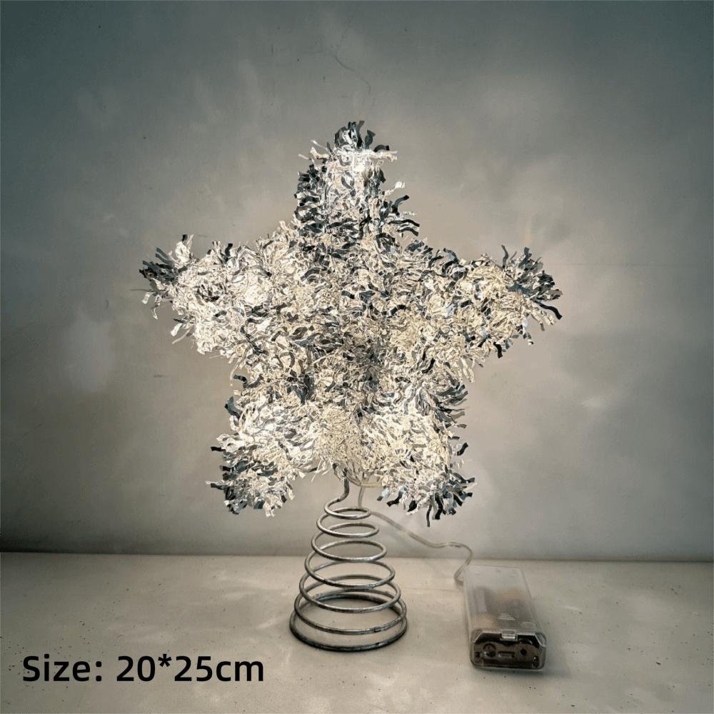 Hollow Christmas Trees Topper 3D Star Glowing Tree Topper Creative Xmas Tree Ornament