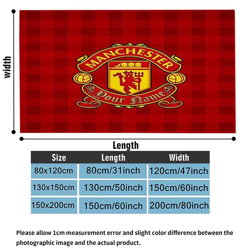 1PC Manchester United F Custom Name Patterned Flannel Blanket Suitable For All Seasons for Home Decor Warmth and Comfort Gifts Holiday Present
