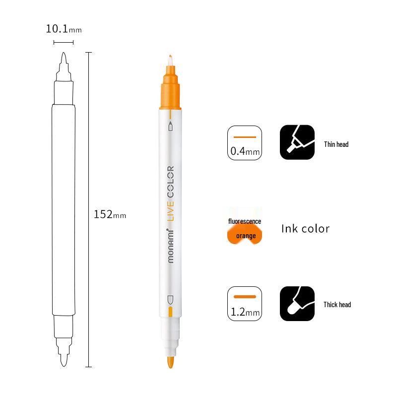 Monami Double-Ended Fiber Tip Liner Pen, 39 Colors for Drawing and Outlining