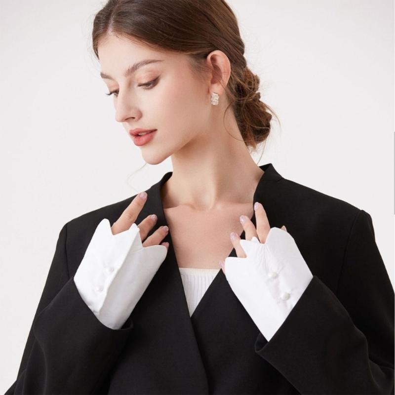 Ruffled Lace Faux Sleeves Girl Decorative Sleeves Elegant Detachable Wrist Cuffs