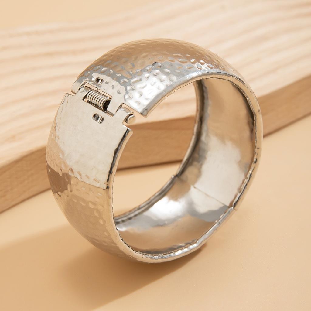 Hiphop Exaggerated Wide Cuff Bangle Manchette Vintage Punk Irregular Glossy Gold Color Bracelet Bangles Women Men Jewelry