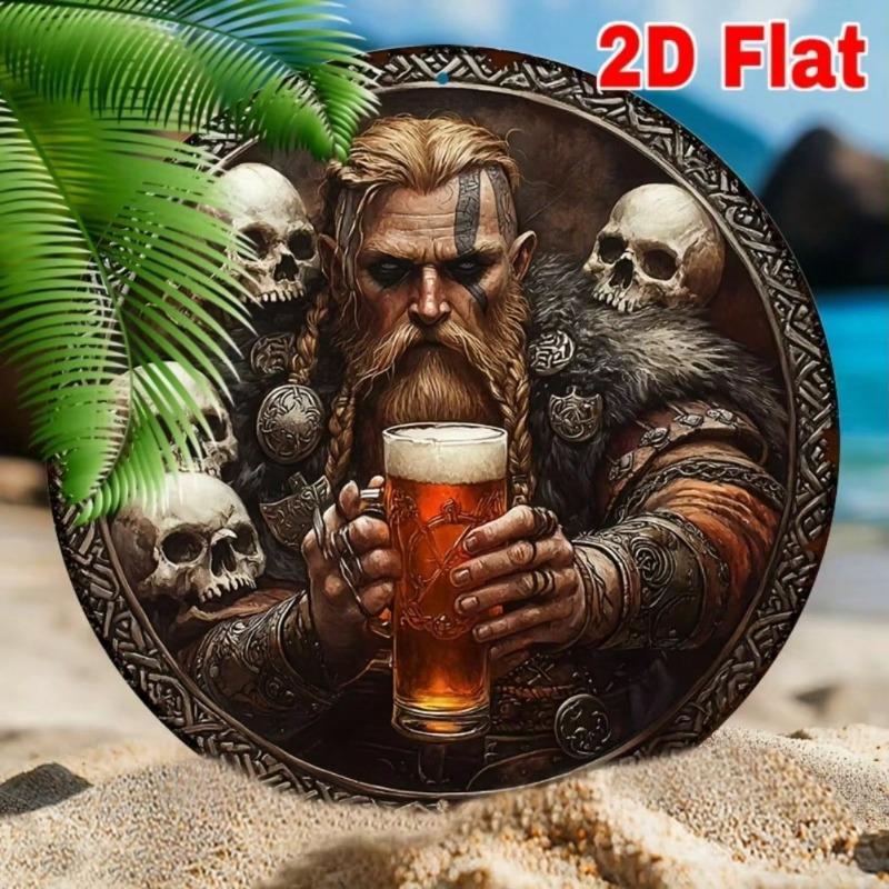 Wikinger Metall Wandkunst Vintage Nordische Dekoration Skelett Bierkrug