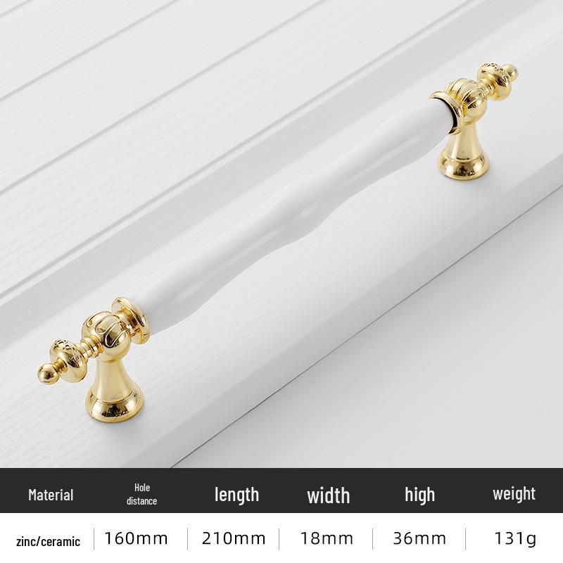 Nowoczesny Minimalistyczny Złoty Stop Aluminium Ceramiczna Rączka do Drzwi Szafek i Garderób