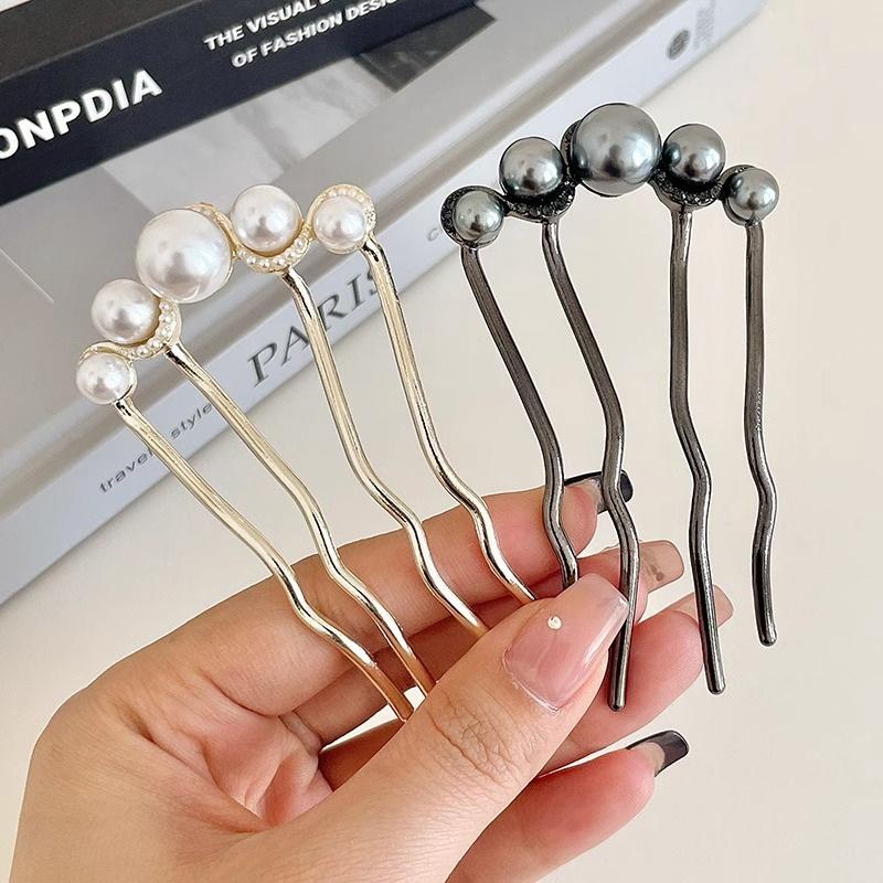 Metal U-Shaped Hair Stick For Women Girls Simple Pearl Hair Clip Pins Bun Maker Hairstyle Tools Hair Accessories