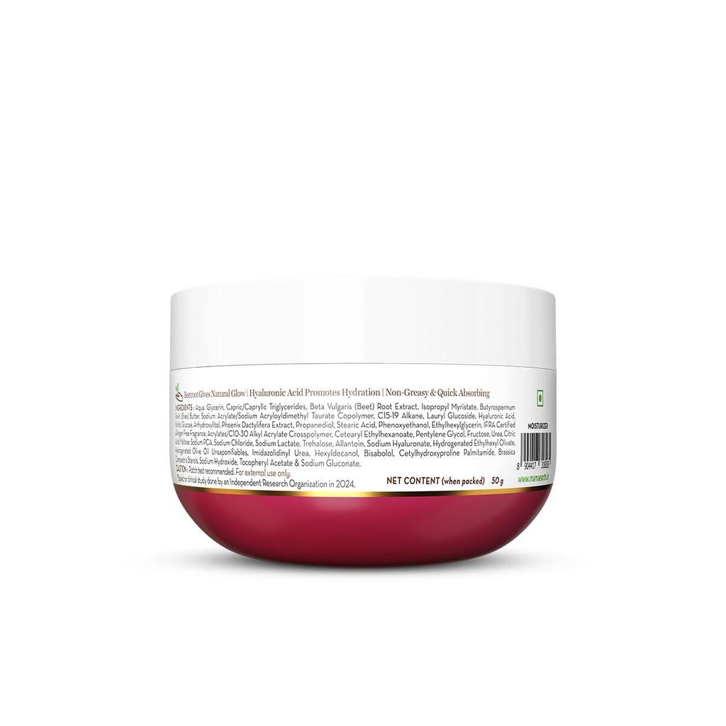 Mamaearth Beetroot Hydraful Light Moisturizing Cream 50g For Face Hand Body 24H Hydration Quick Absorbing Pink Glow
