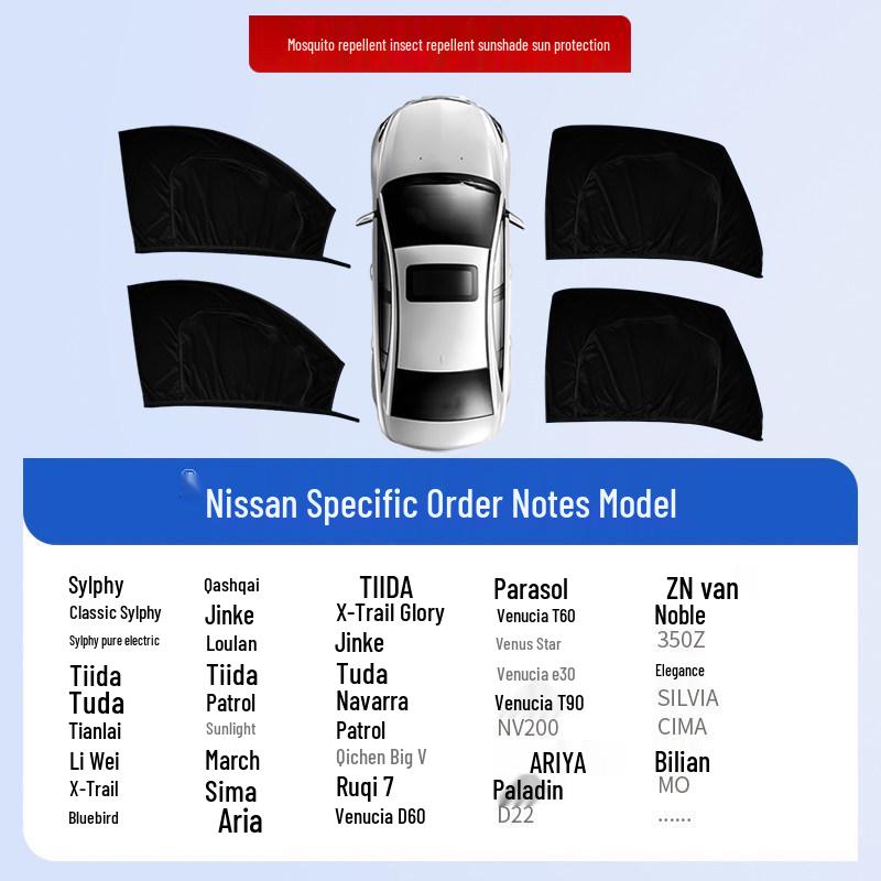 Car Window Sunshade & Anti-Mosquito Mesh Curtain for Privacy and Insect Protection