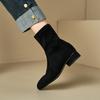 Women's Low-heeled Short Boots Autumn and Winter New Comfortable and Versatile Solid-color Thick-heeled Large-size Simple Short Boots