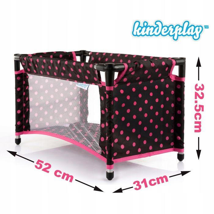Lit parapluie pour poupées avec sac, parure réversible et panneaux en maille - Kinderplay (KP0400G)