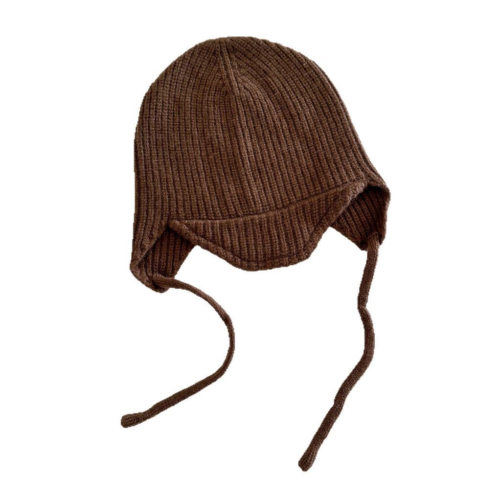 Balaclava Hat% WOOL Pure Wool Short Brim Ear Protector Knitted Hat Women's Autumn and Winter Wool Flight Hat