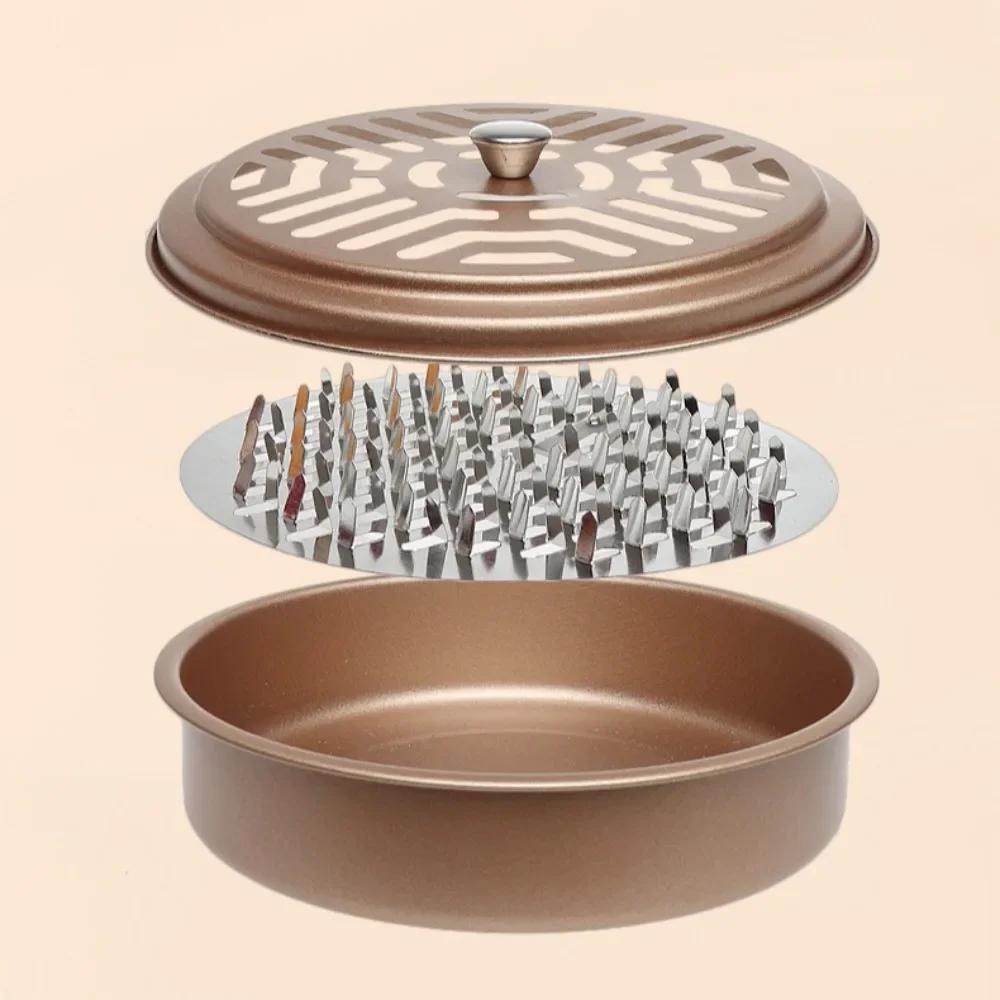 Stainless Steel Mosquito Incense Box with Lid Hollow Design Mosquito Coil Holder Indoor Outdoor Fireproof Mosquito Incense Tray