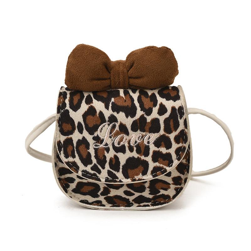 Cute Baby Crossbody Bag For Girls Pu Leather Leopard Pattern With Chain Strap For Daily Use