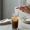 Yousheng Sakura Straw Spoon, 304 Stainless Steel Straw for Coffee Stirring, Reusable Drinking Straw for Juice Milk Tea