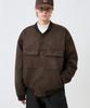Trillion Two-Pocket Button Suede Bomber Jacket_Brown