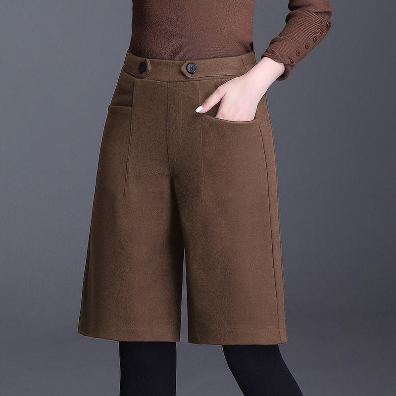 Pantaloncini larghi a vita alta in lana taglie forti da donna 2025 - Moda Autunno/Inverno