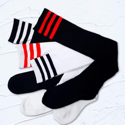 RNOT [CONJUNTO 4+1] Meias Listradas da Moda Meias Acima do Joelho (4 cores)
