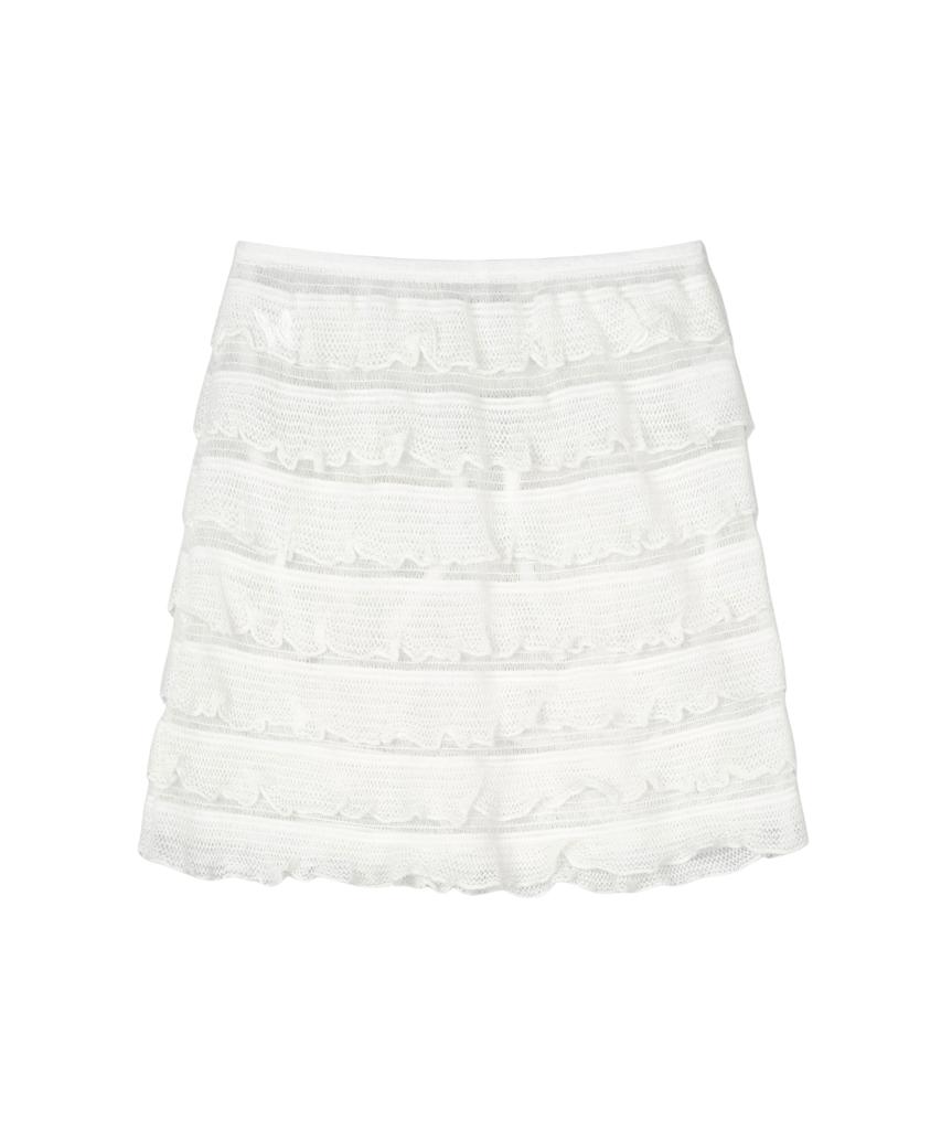 Guwolsibil Cut Edge Lace Layered Skirt Ivory
